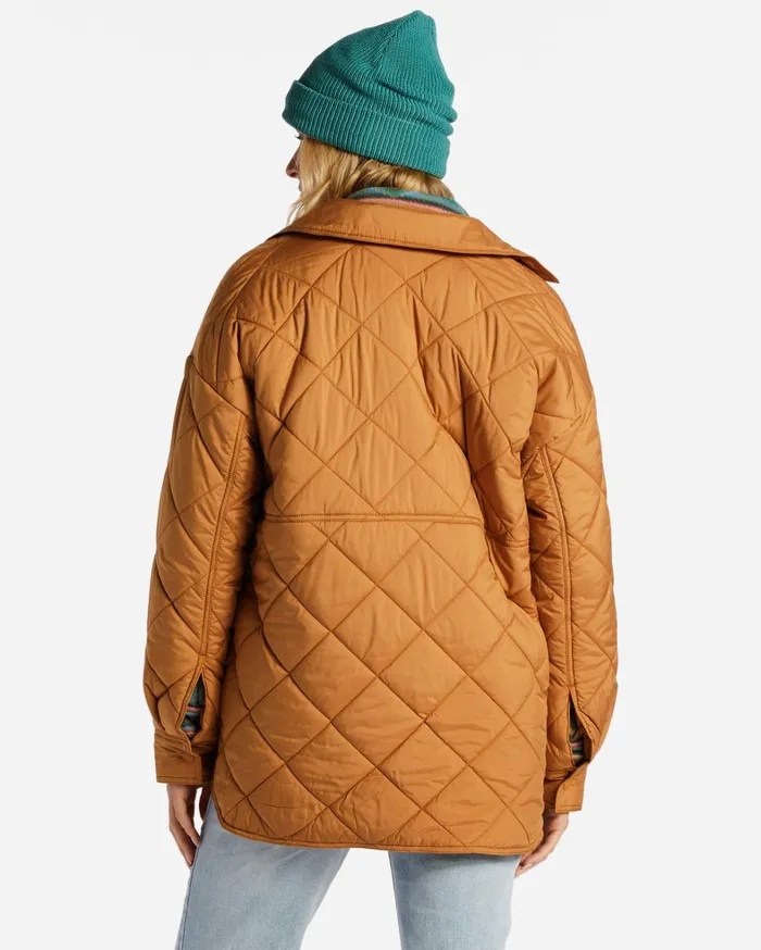 Billabong Jackets Women Transport Shacket Snap Front Overshirt Caramel Billabong Jackets Women Transport Shacket Snap Front Overshirt Caramel
