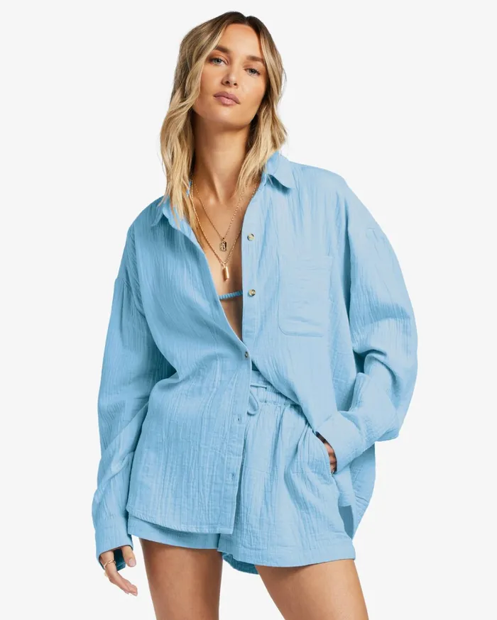 Billabong Matching Sets Women Right On Long Sleeve Shirt Summer Sky Billabong Matching Sets Women Right On Long Sleeve Shirt Summer Sky