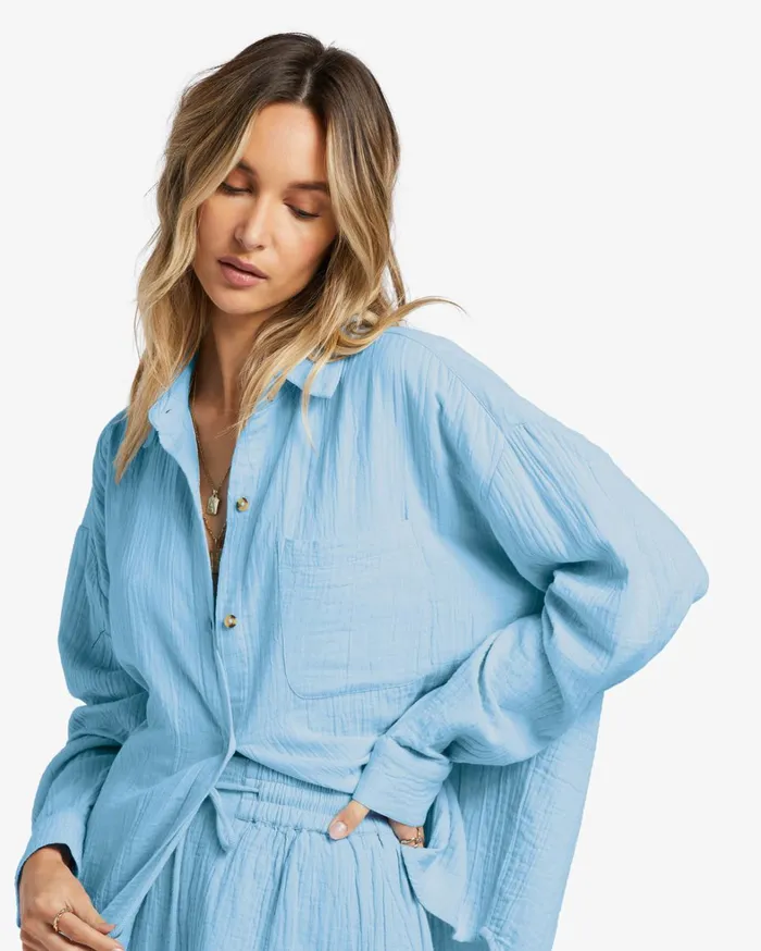 Billabong Matching Sets Women Right On Long Sleeve Shirt Summer Sky Billabong Matching Sets Women Right On Long Sleeve Shirt Summer Sky