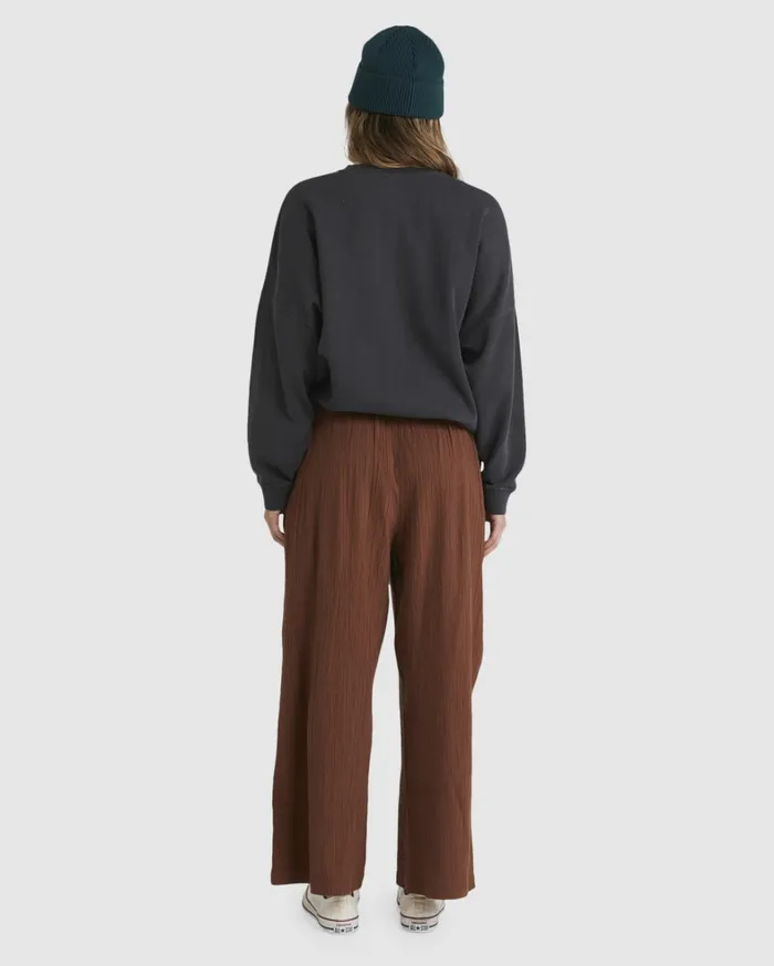 Billabong Pants Women Follow Me HighRise Elastic WaistWaist Pants Dark Choc Billabong Pants Women Follow Me HighRise Elastic WaistWaist Pants Dark Choc