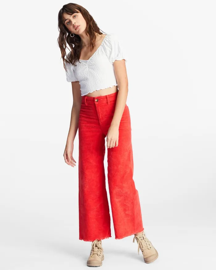 Billabong Pants Women Free Fall WideLeg Pants Red Magic