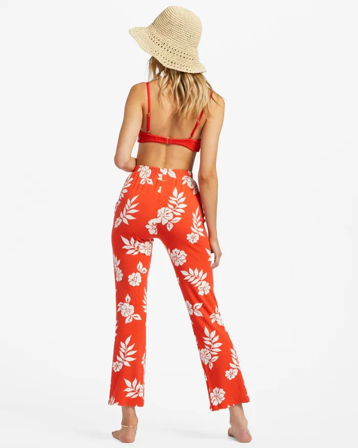 Billabong Pants Women Going High Stretchy Knit Flared Pants Red Aloha Billabong Pants Women Going High Stretchy Knit Flared Pants Red Aloha