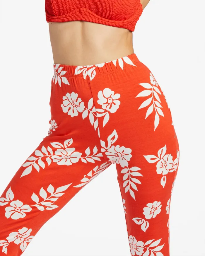 Billabong Pants Women Going High Stretchy Knit Flared Pants Red Aloha Billabong Pants Women Going High Stretchy Knit Flared Pants Red Aloha