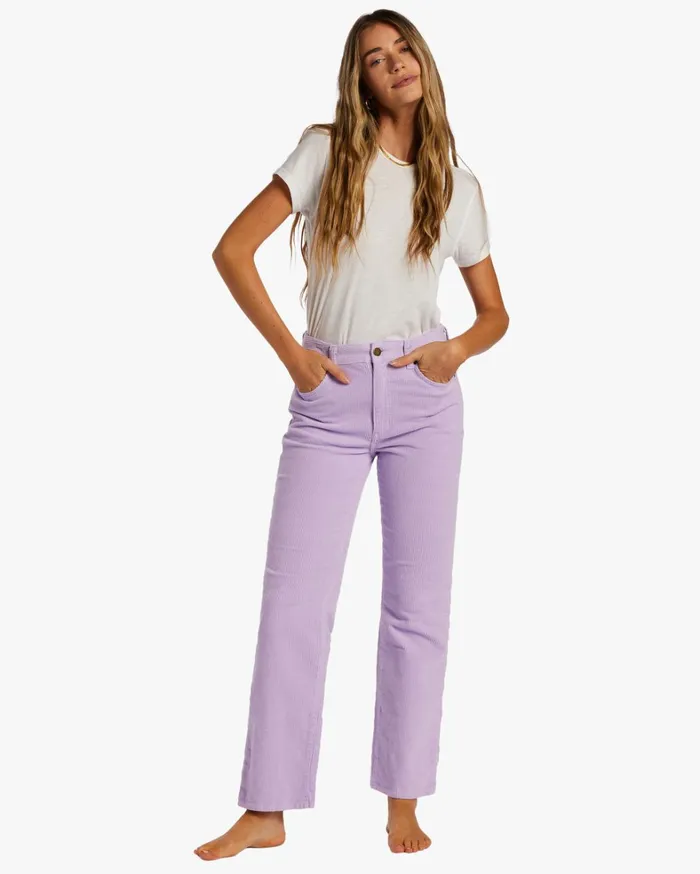 Billabong Pants Women New Age Corduroy Trousers Lilac Breeze Billabong Pants Women New Age Corduroy Trousers Lilac Breeze