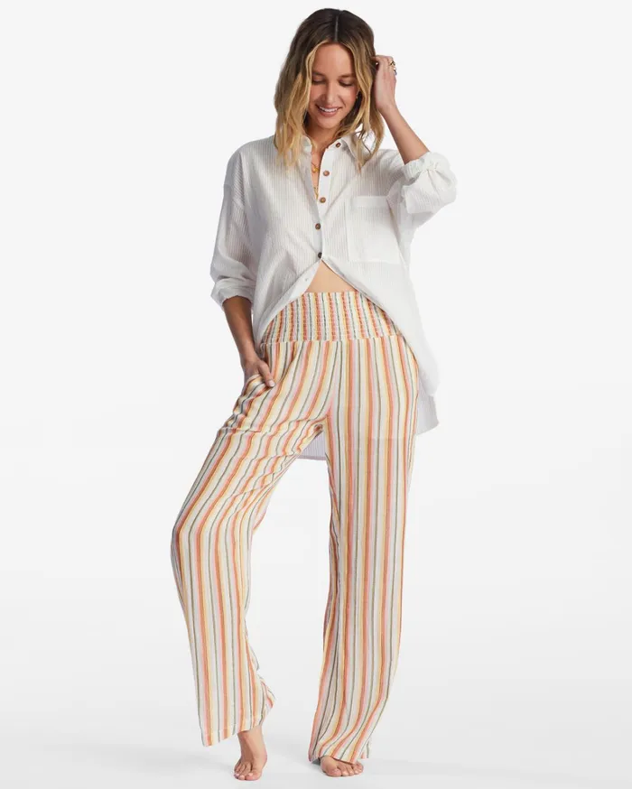 Billabong Pants Women New Waves 2 Elastic Waist Pants Salt Crystal 4