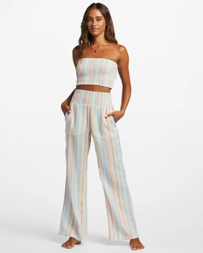 Billabong Pants Women New Waves 2 Elastic Waist Pants Salt Crystal 6