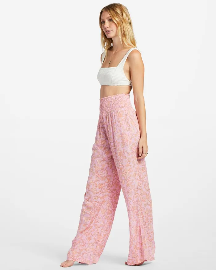 Billabong Pants Women New Waves 2 WideLeg Pants Pink Trails Billabong Pants Women New Waves 2 WideLeg Pants Pink Trails