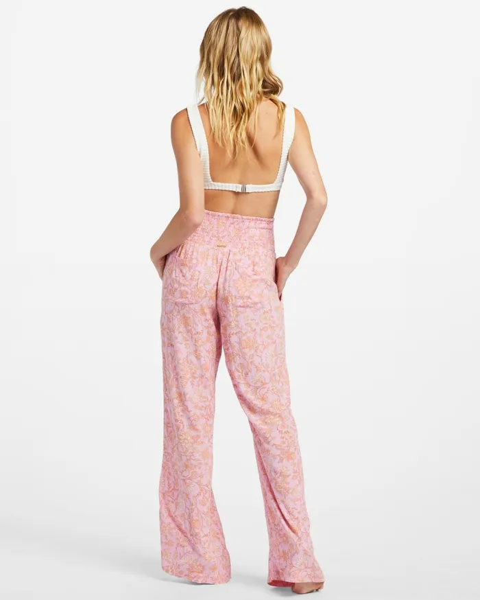 Billabong Pants Women New Waves 2 WideLeg Pants Pink Trails Billabong Pants Women New Waves 2 WideLeg Pants Pink Trails