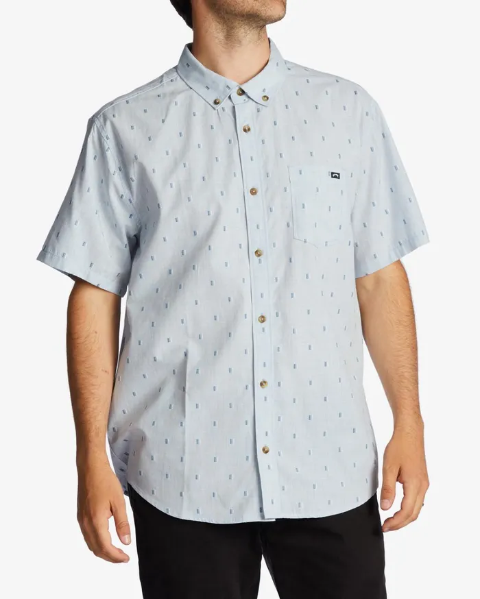 Billabong Shirts Men All Day Jacquard Short Sleeve Shirt Blue Haze
