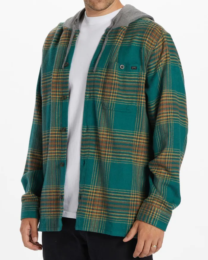 Billabong Shirts Men Baja Hooded Flannel Shirt Deep Teal Billabong Shirts Men Baja Hooded Flannel Shirt Deep Teal