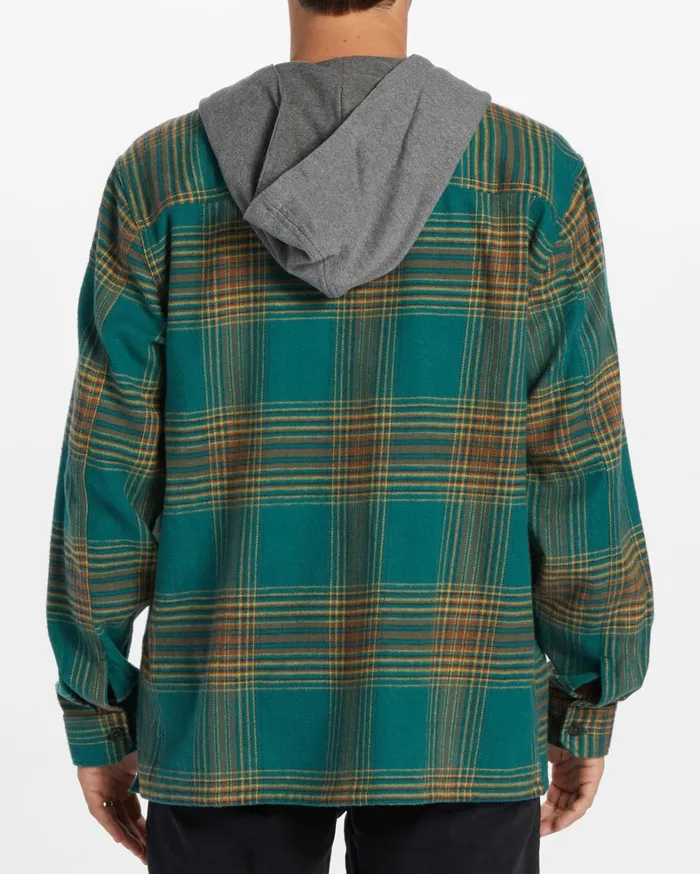 Billabong Shirts Men Baja Hooded Flannel Shirt Deep Teal Billabong Shirts Men Baja Hooded Flannel Shirt Deep Teal