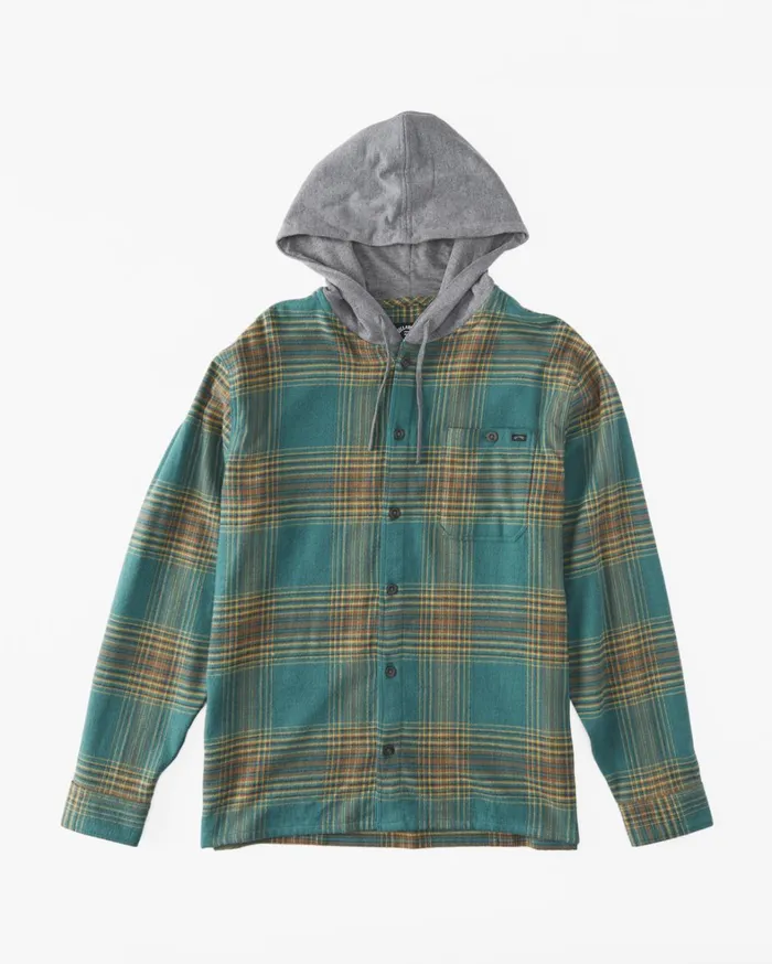 Billabong Shirts Men Baja Hooded Flannel Shirt Deep Teal Billabong Shirts Men Baja Hooded Flannel Shirt Deep Teal