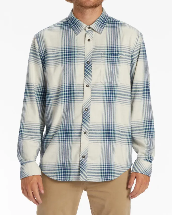 Billabong Shirts Men Coastline Flannel Long Sleeve Shirt Stone