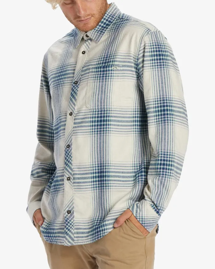 Billabong Shirts Men Coastline Flannel Long Sleeve Shirt Stone Billabong Shirts Men Coastline Flannel Long Sleeve Shirt Stone