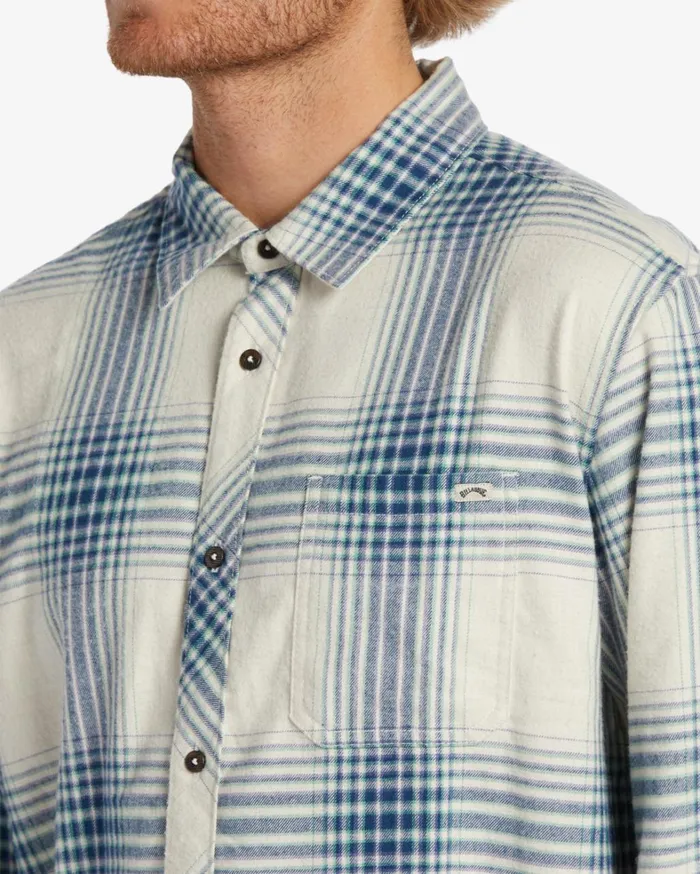 Billabong Shirts Men Coastline Flannel Long Sleeve Shirt Stone Billabong Shirts Men Coastline Flannel Long Sleeve Shirt Stone