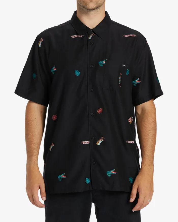 Billabong Shirts Men Zeledon Embroidered Shirt Black