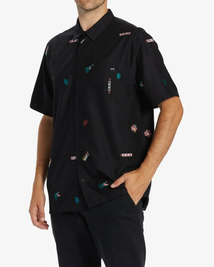 Billabong Shirts Men Zeledon Embroidered Shirt Black Billabong Shirts Men Zeledon Embroidered Shirt Black