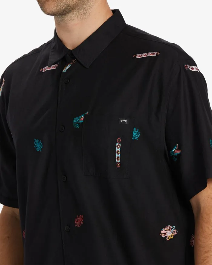 Billabong Shirts Men Zeledon Embroidered Shirt Black Billabong Shirts Men Zeledon Embroidered Shirt Black