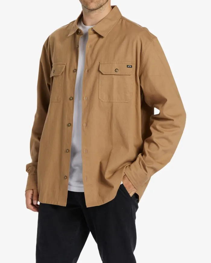 Billabong Shirts Men Zeledon Solid Flannel Long Sleeve Shirt Gravel Billabong Shirts Men Zeledon Solid Flannel Long Sleeve Shirt Gravel