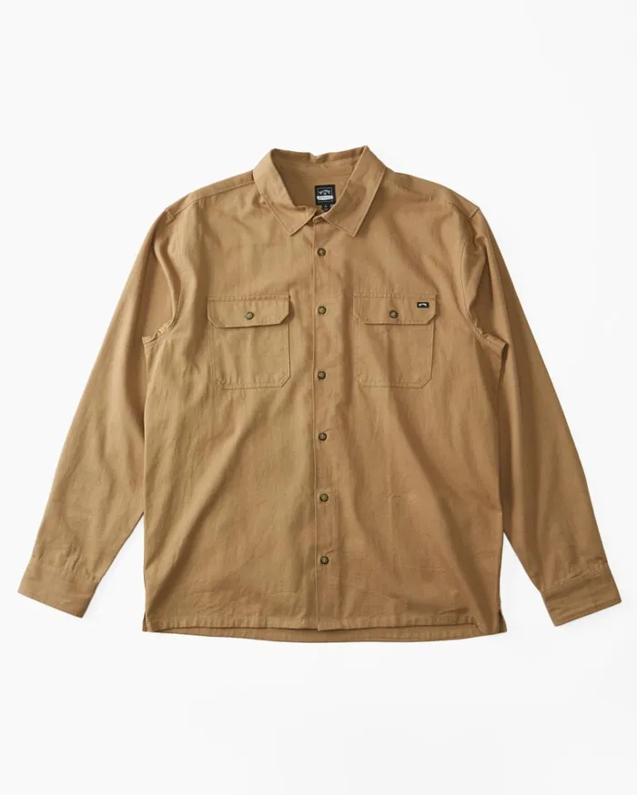 Billabong Shirts Men Zeledon Solid Flannel Long Sleeve Shirt Gravel Billabong Shirts Men Zeledon Solid Flannel Long Sleeve Shirt Gravel