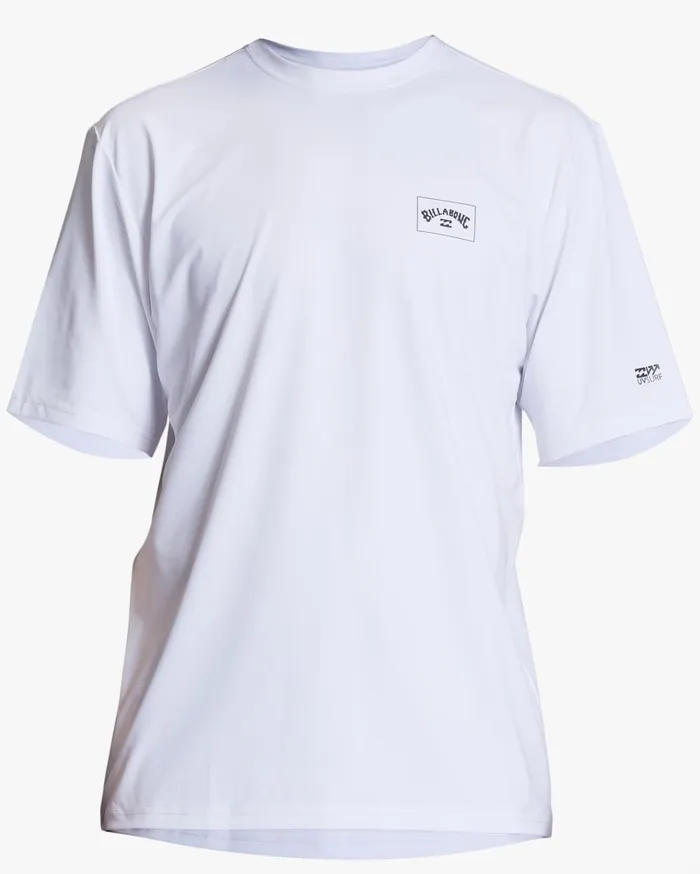 Billabong Shorts Men Arch Mesh Loose Fit UPF 50 Short Sleeve Surf Tee White