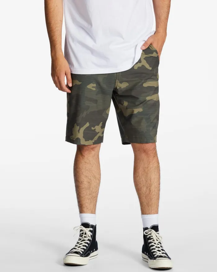 Billabong Shorts Men Crossfire Slub Submersible Shorts 21034 Green Camo