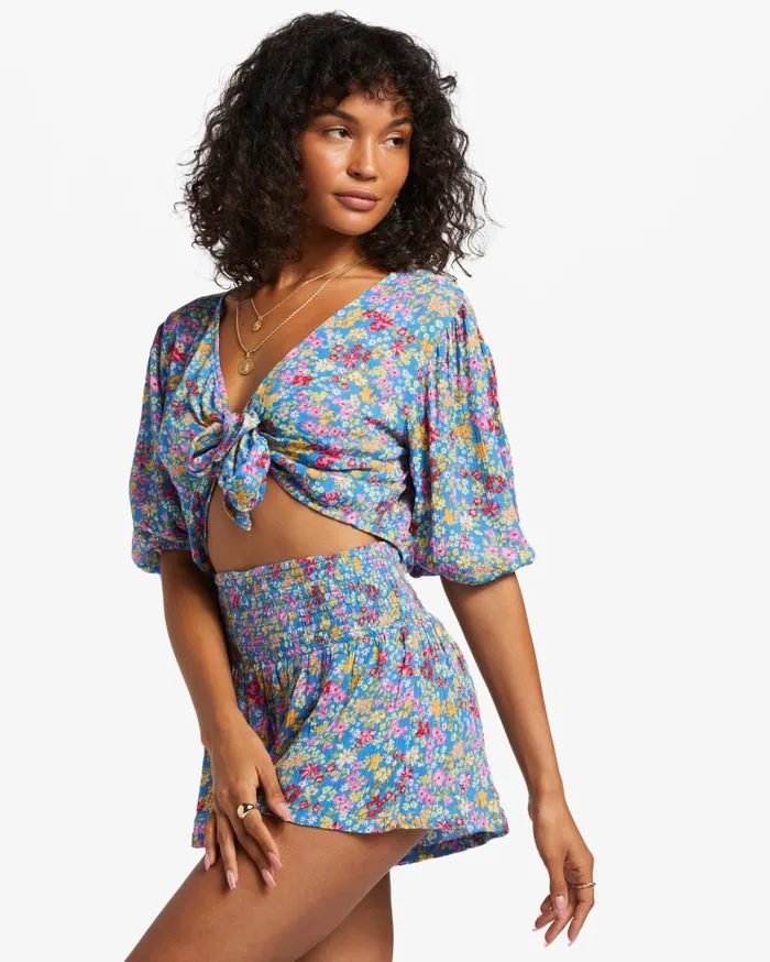Billabong Shorts Women All Day Fun Elastic Shorts Seaside Billabong Shorts Women All Day Fun Elastic Shorts Seaside