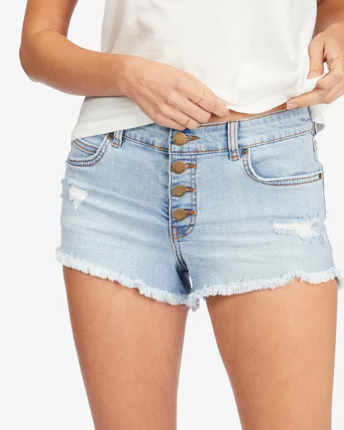 Billabong Shorts Women Buttoned Up Denim Shorts Indigo Rinse 1 Billabong Shorts Women Buttoned Up Denim Shorts Indigo Rinse 1
