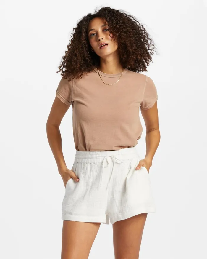 Billabong Shorts Women Day Tripper Elastic Shorts Salt Crystal Billabong Shorts Women Day Tripper Elastic Shorts Salt Crystal