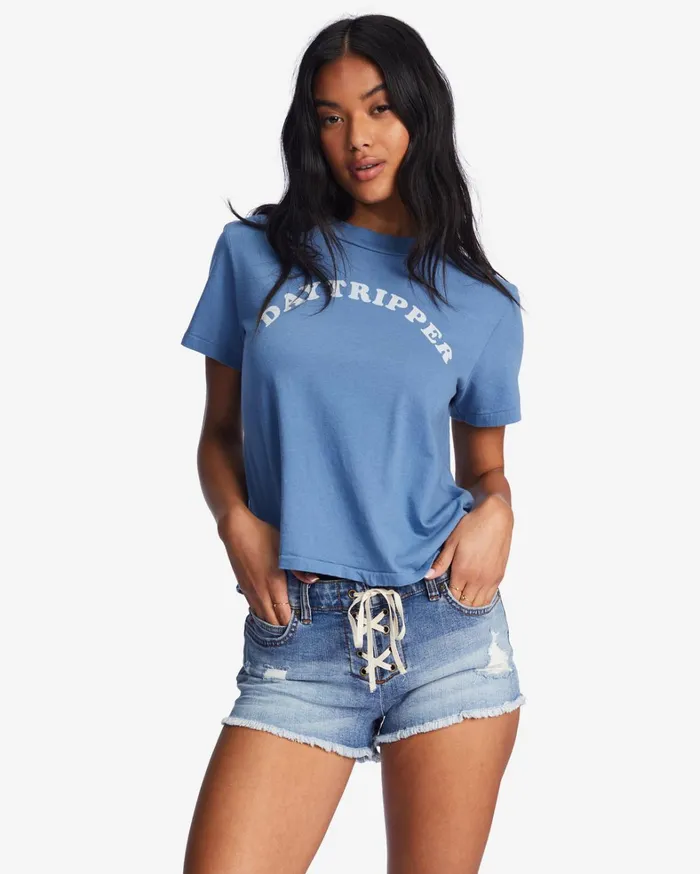 Billabong Shorts Women Lite Hearted Denim Shorts Beach Blue