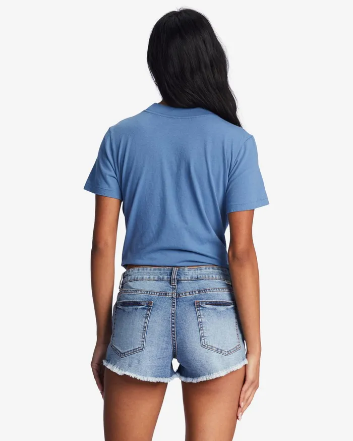 Billabong Shorts Women Lite Hearted Denim Shorts Beach Blue Billabong Shorts Women Lite Hearted Denim Shorts Beach Blue