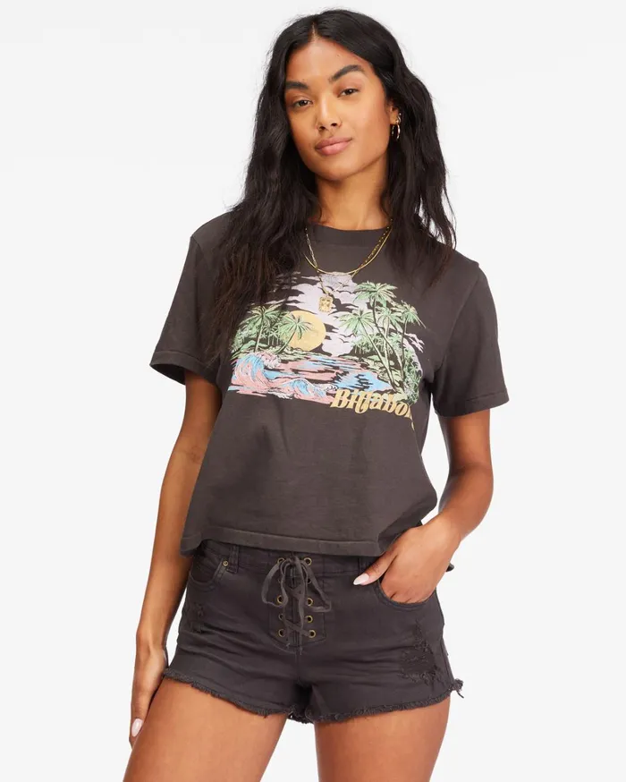 Billabong Shorts Women Lite Hearted Denim Shorts Off Black 1