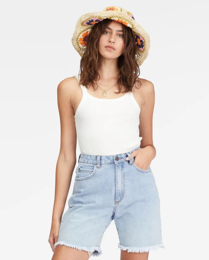 Billabong Shorts Women Long Time Denim Shorts Sweet Blue 1