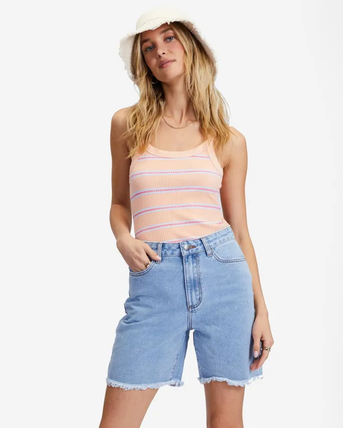 Billabong Shorts Women Long Time Denim Shorts Sweet Blue