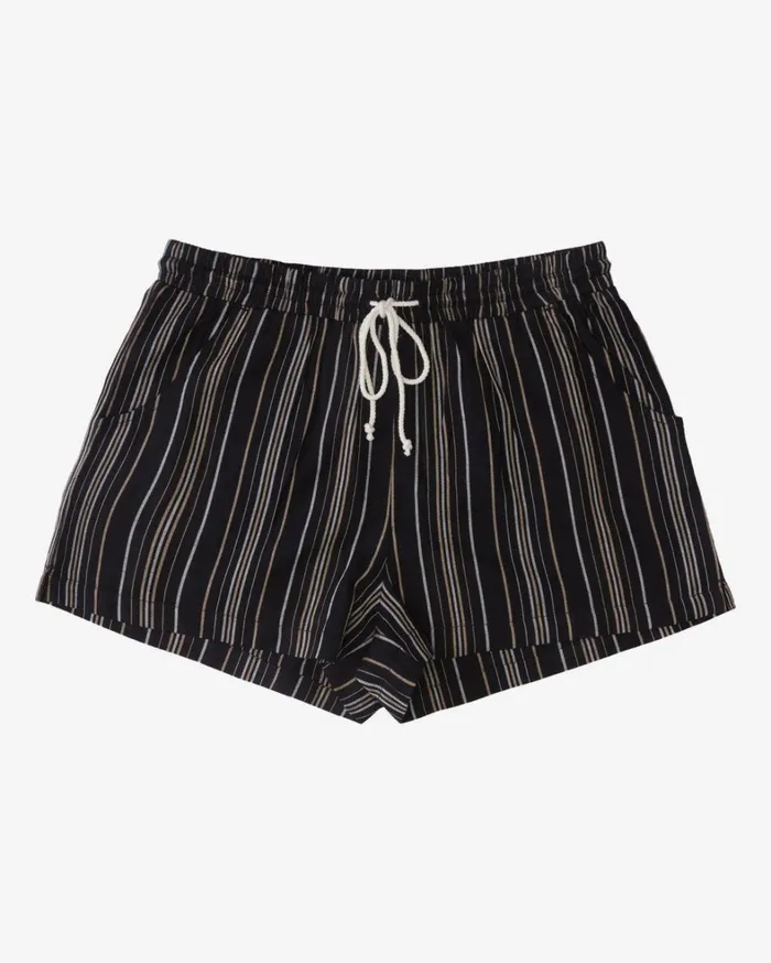 Billabong Shorts Women Road Rider Elastic Waist Shorts Black Multi
