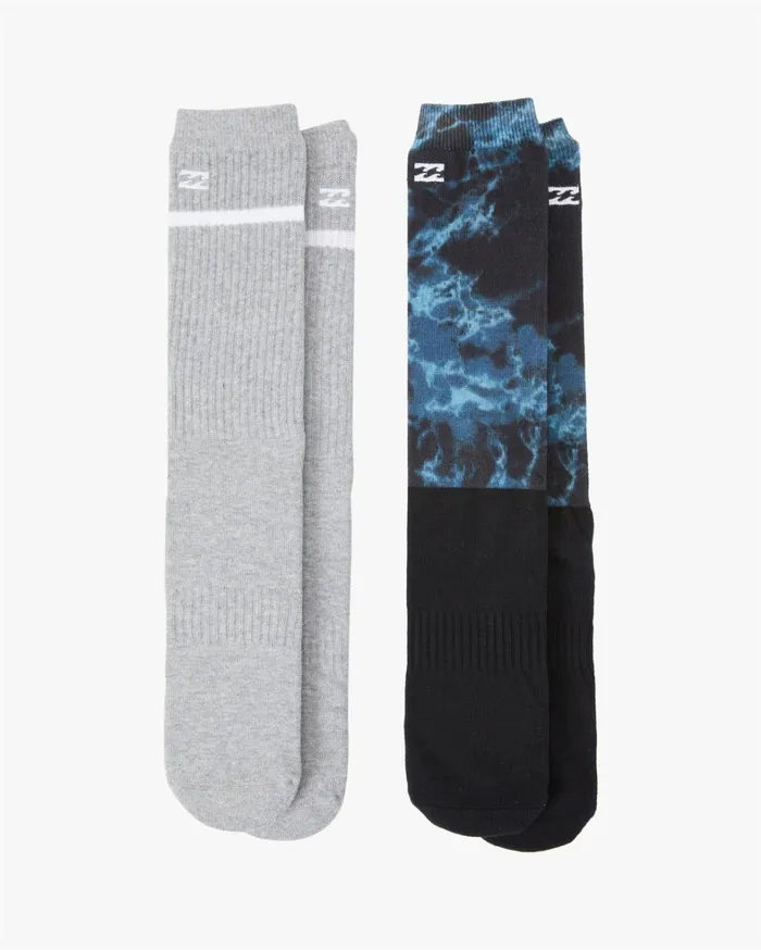 Billabong Socks Men 2 Pack Ocean Dye Crew Socks Black Billabong Socks Men 2 Pack Ocean Dye Crew Socks Black