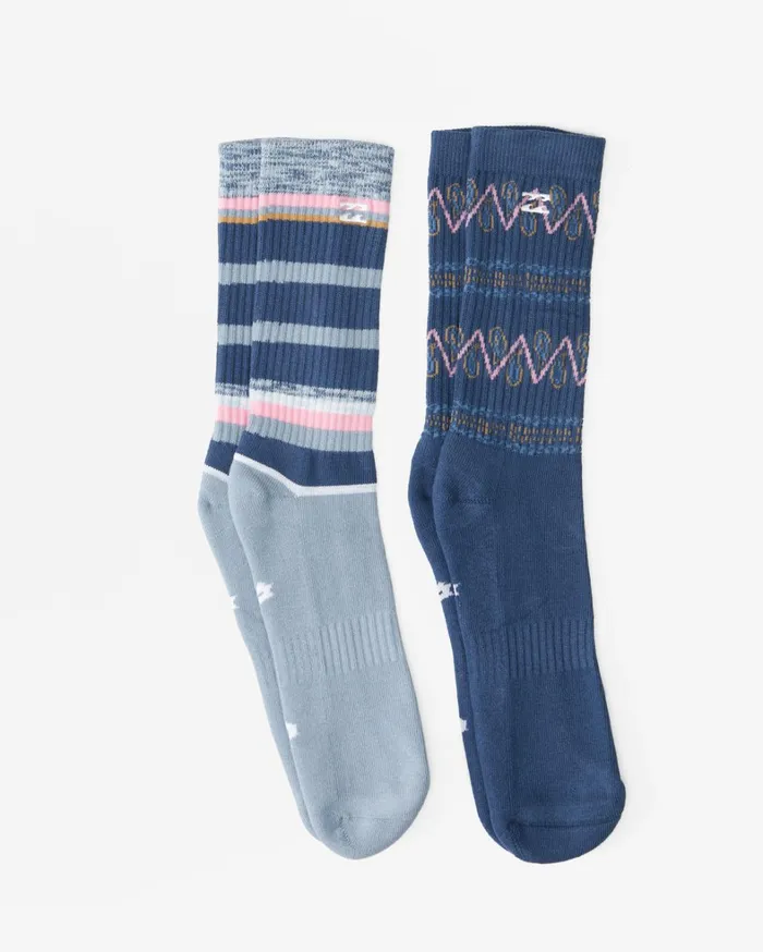 Billabong Socks Men 2Pack Paisley Crew Socks Navy