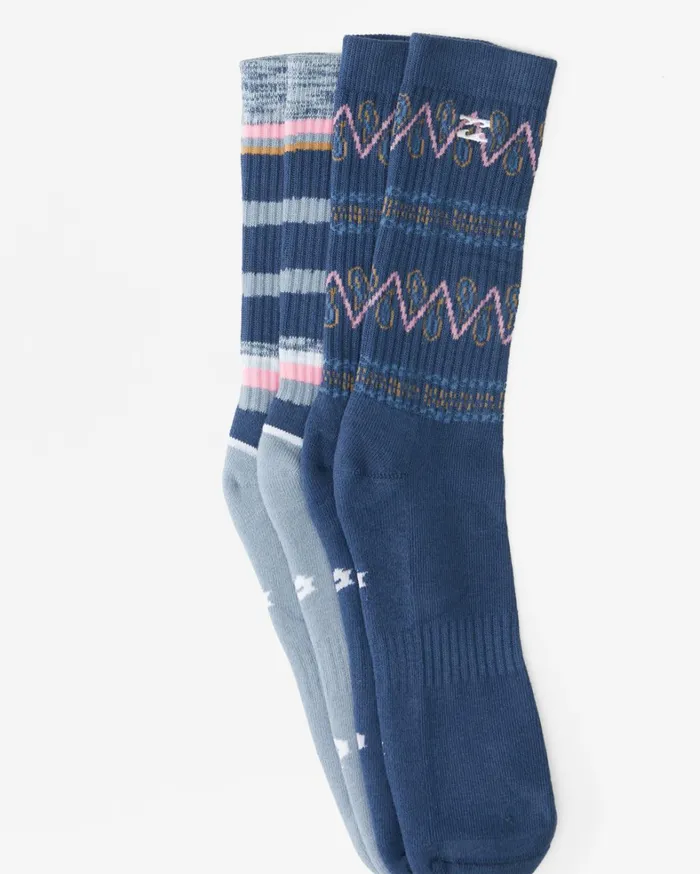 Billabong Socks Men 2Pack Paisley Crew Socks Navy Billabong Socks Men 2Pack Paisley Crew Socks Navy
