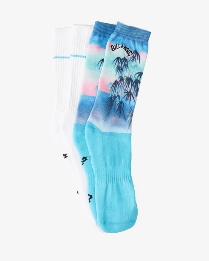 Billabong Socks Men 2Pack TieDye Crew Socks Blue Billabong Socks Men 2Pack TieDye Crew Socks Blue
