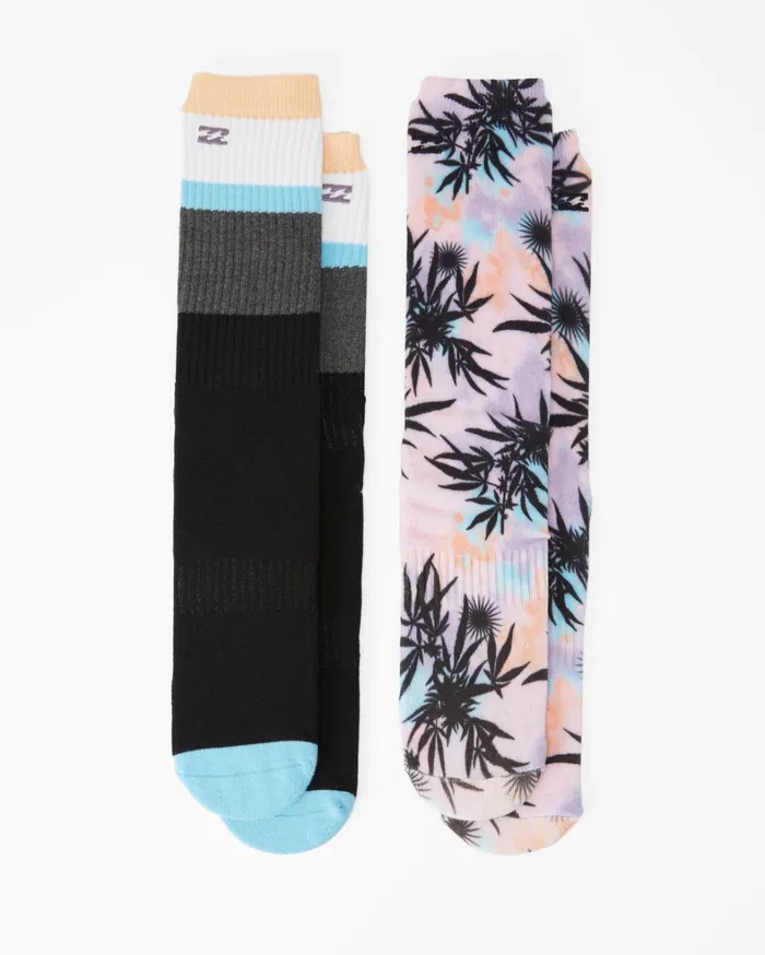 Billabong Socks Men 2 Pack TieDye Crew Socks Multi