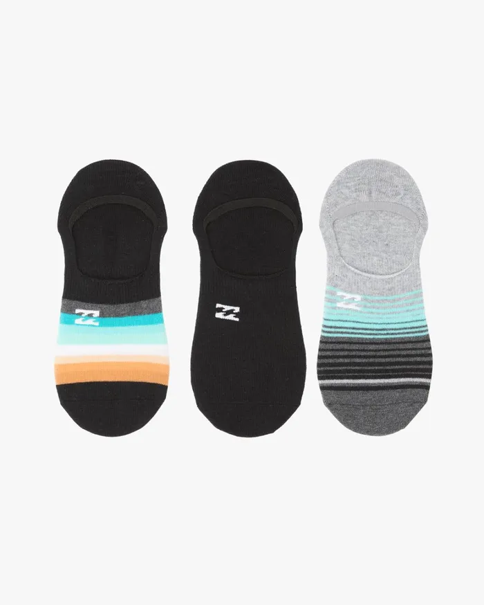 Billabong Socks Men 3 Pack Faded Stripe NoShow Socks Black Billabong Socks Men 3 Pack Faded Stripe NoShow Socks Black