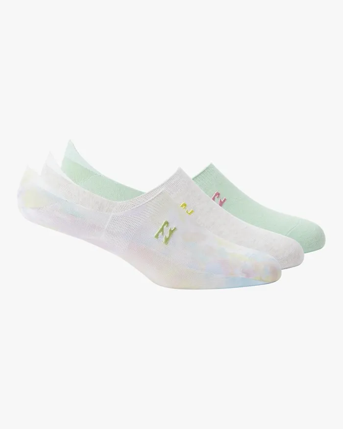 Billabong Socks Women Rainbow Tide 3 Pack No Show Socks Multi