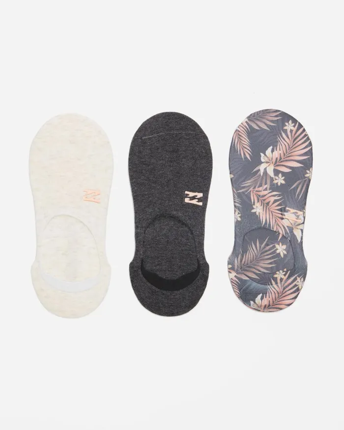 Billabong Socks Women Safari Nights 3Pack NoShow Socks Black