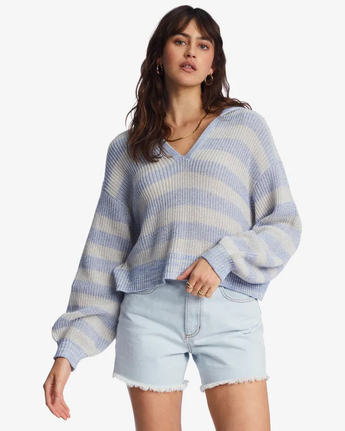 Billabong Sweaters Women Mas Amor Hooded VNeck Sweater Good Tides