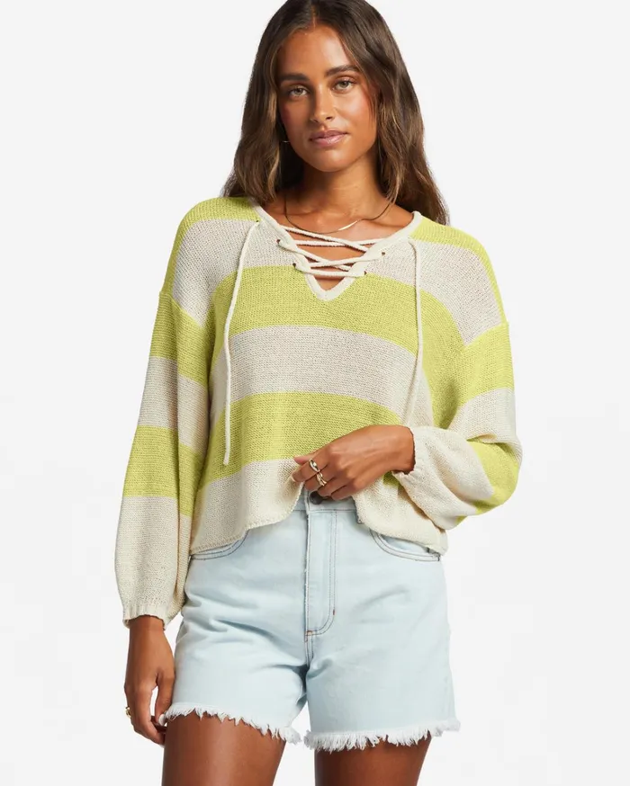 Billabong Sweaters Women So Sweet Pullover Sweater Light Lime