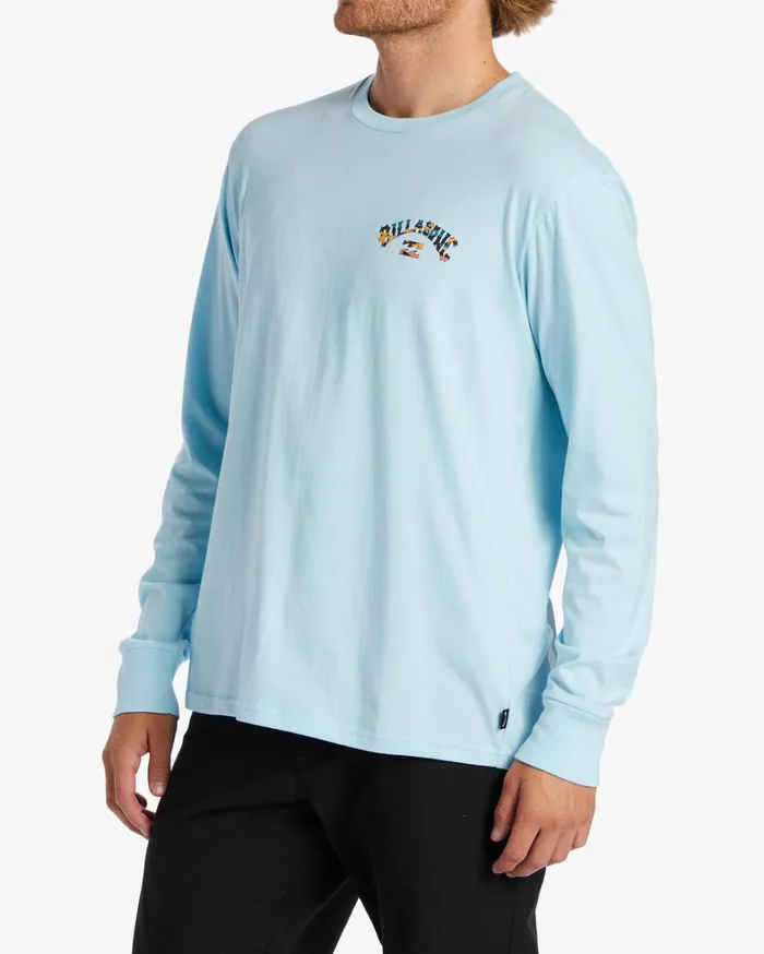 Billabong TShirts Men Arch Fill Long Sleeve TShirt Coastal Blue Billabong TShirts Men Arch Fill Long Sleeve TShirt Coastal Blue