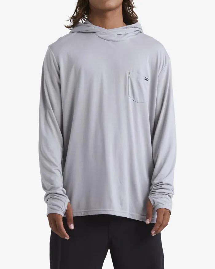 Billabong TShirts Men Eclipse Hooded Long Sleeve Surf TShirt Alloy