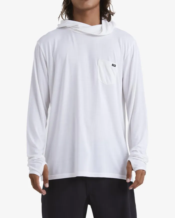 Billabong TShirts Men Eclipse Hooded Long Sleeve Surf TShirt White