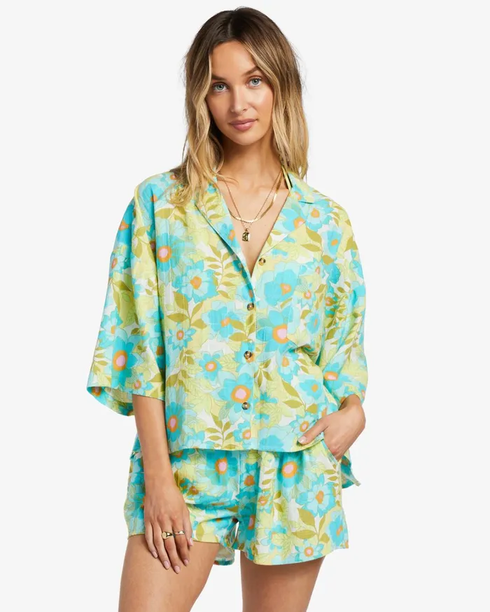 Billabong Tops Women All Good ButtonDown Top Ocean Eyes Billabong Tops Women All Good ButtonDown Top Ocean Eyes