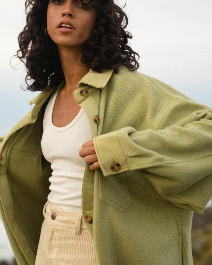 Billabong Tops Women Anytime Shacket Oversized ButtonThrough Jacket Avocado